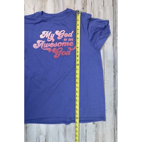 Women’s “My God Is An Awesome God” T Shirt Blue Medium Delta T - Picture 7 of 7